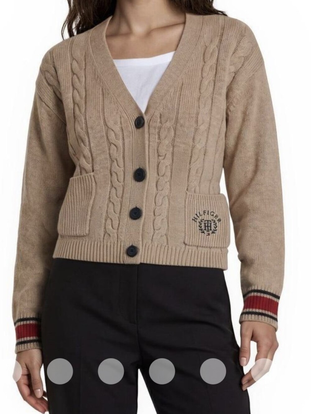 Tommy Hilfiger Preppy Schoolgirl Varsity Cable Knit Sweater L